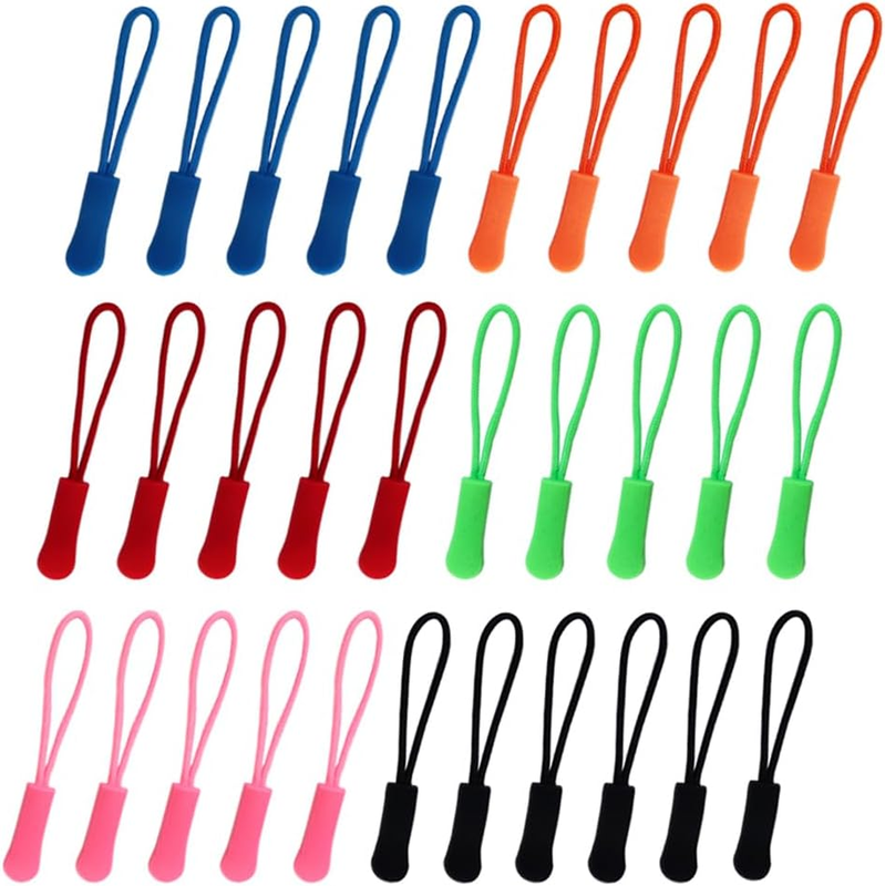 30 Pcs Colorful Zipper Pulls, Nylon Cord Extension Zipper Pulls for Backpacks fo
