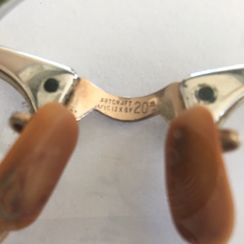 Vintage Art Craft Cat Eye Glasses Sunglasses Eyeglasses 12k gold 4 - 5 1/4