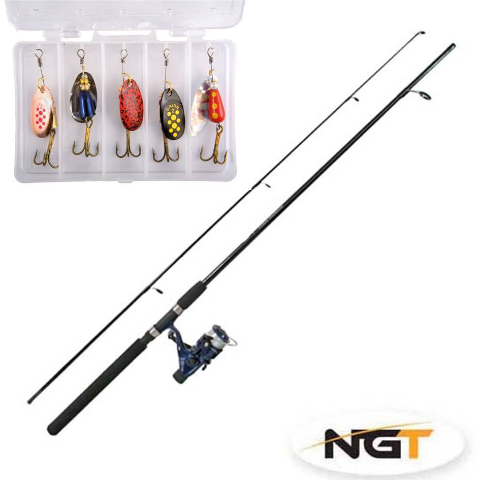 New Generation Combo 7ft Fishing Rod Spinning Reel Combo River Lake 5 Spinners 5060211918025 Ebay