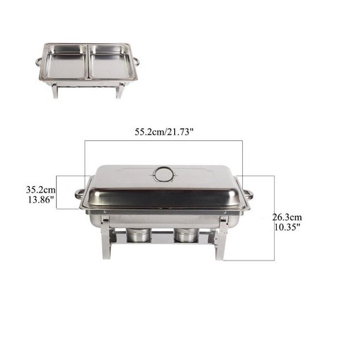 11 Litre Buffet Chafing Dish Food Warmer Hot Plate 1/2 Tray With Lid Hook
