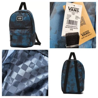 Vans Day Backpack Small Blue Black Off The Wall Sneaker Bag Skate Classic Retro