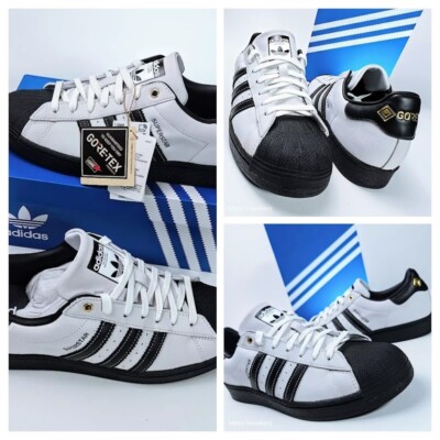 Adidas Superstar Gore-Tex Men US 10.5 White Black Gold Retro Streetwear Heat GTX