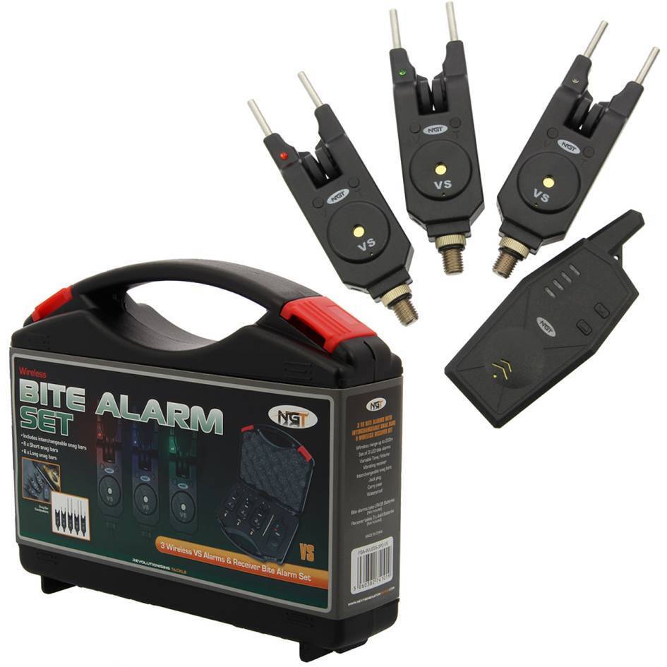Build in snags Case NGT Tackle Wireless Carp Fishing Bite Alarm Set of 3