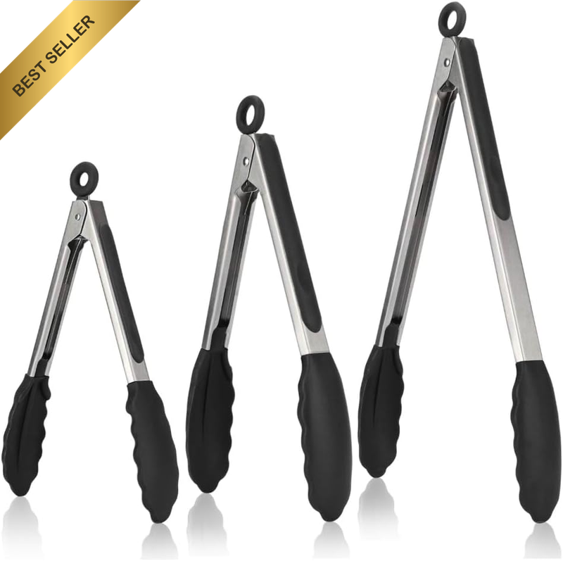 600°F Heat Resistant Kitchen Tongs:Econovah 18/8 Stainless Steel Cooking Tongs S