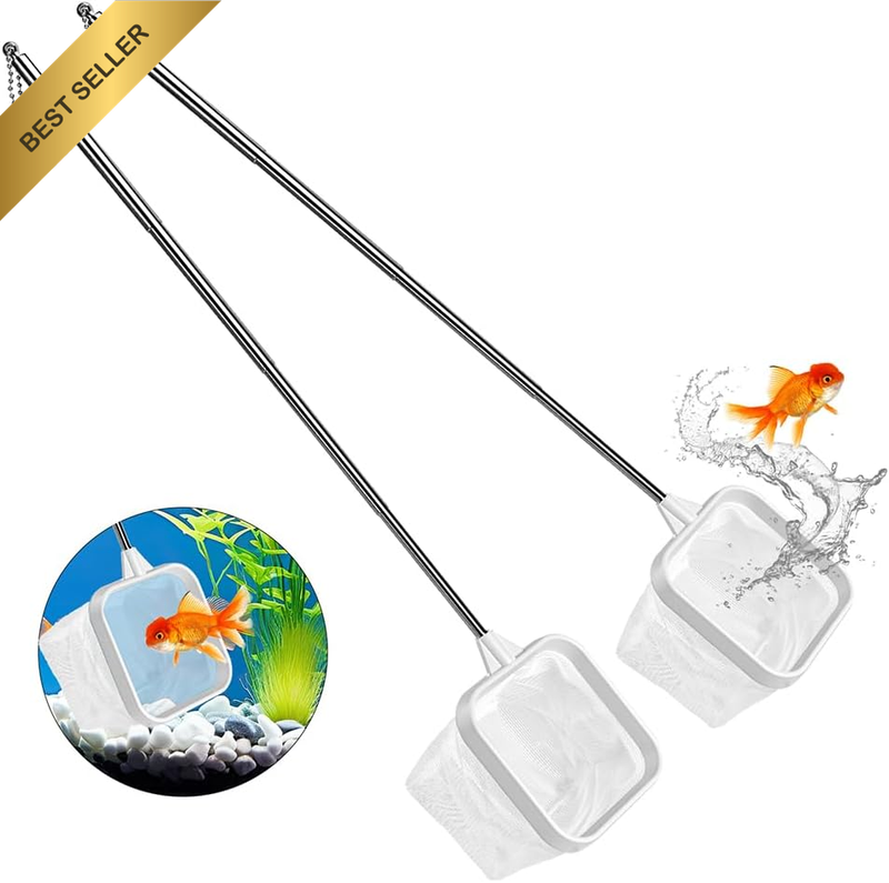 2Pcs White 3In Small Fish Net for Fish Tank, Perfect Shrimp & Betta Fish Tank Ac