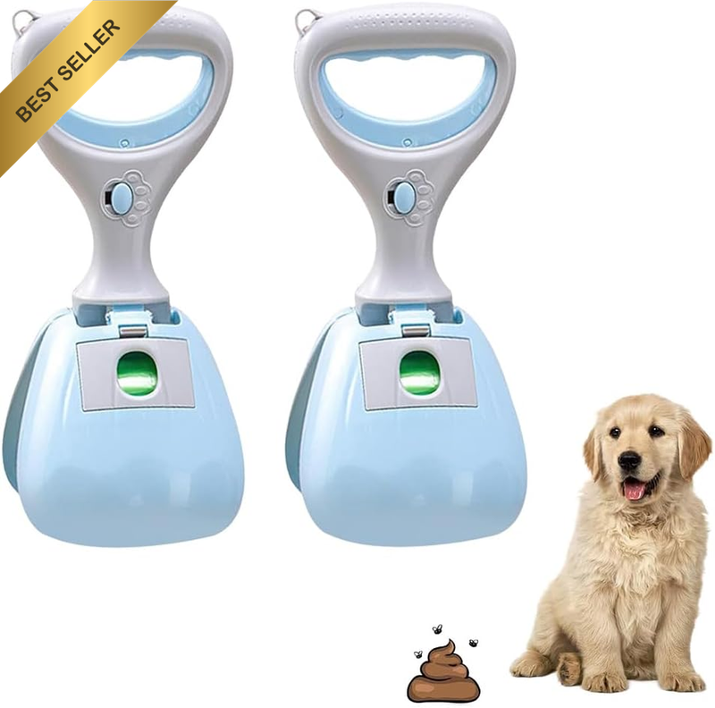 2 Pack Pet Waste Collector with Handle, Includes Garbage Bags, Portable Handheld