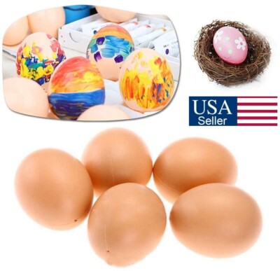 10PCS Plastic Fake Eggs Realistic Chicken Egg for Painting Home Party Decor DIY