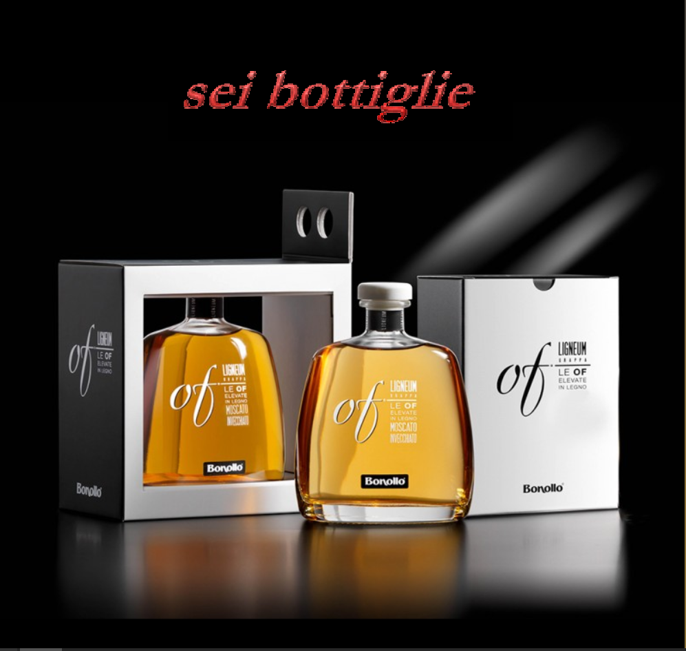 Set 6 Bottiglie Collezione Of Premium Bonollo Grappa Ligneum Moscato Invecchiato