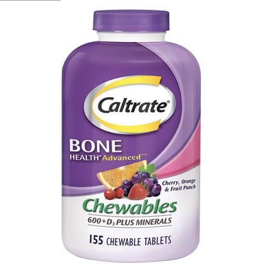 Caltrate Chewables 600 Plus D3 Plus Minerals Calcium Vitamin D Supplement 155ct