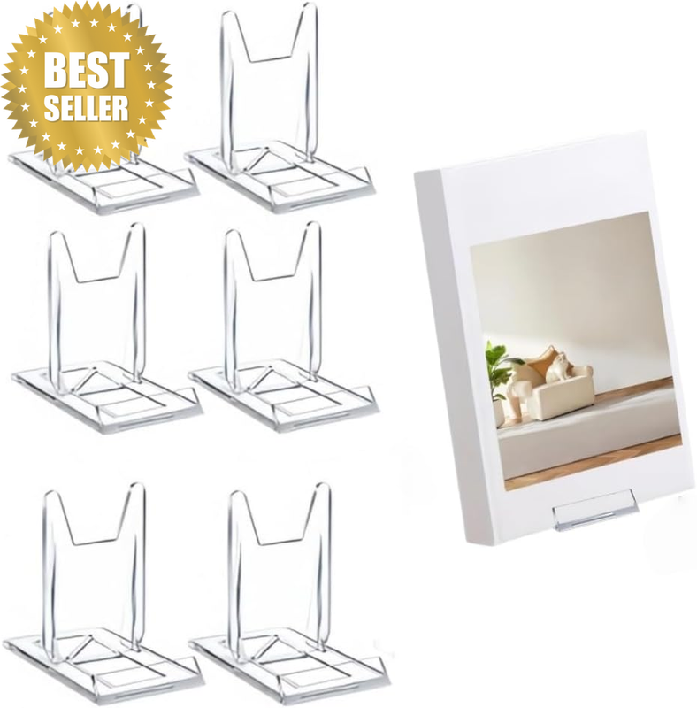 6Pcs Acrylic Book Display Stand Adjustable Clear Book Display Photo Frames Holde