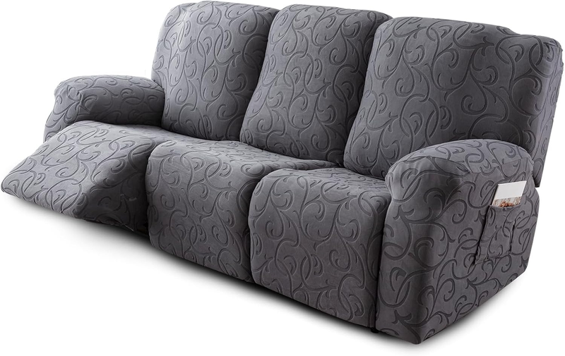 Recliner Sofa Covers Sectional Couch Cover for Reclining Couch 3 Seat, 5-Pieces 3 Cushion Sofa Stretch Recliner Sofa Slipcover, Soft Jacquard Furniture Dog Couch Cover Protector