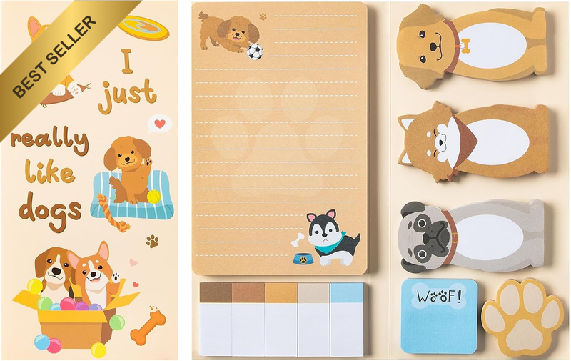 550 Sheets Sticky Notes Set Cute Dog Shaped Paper Clips Novelty Self Adhesive St