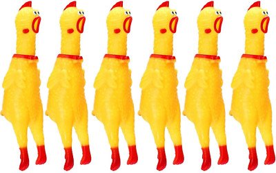 6 Pack Rubber Screaming Chicken Toy Yellow Rubber Squeaking Chicken Toy Novelty