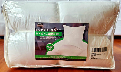 Utopia Bedding Throw Pillow Inserts (Set of 4, White), 20 x 20 Inches Pillow