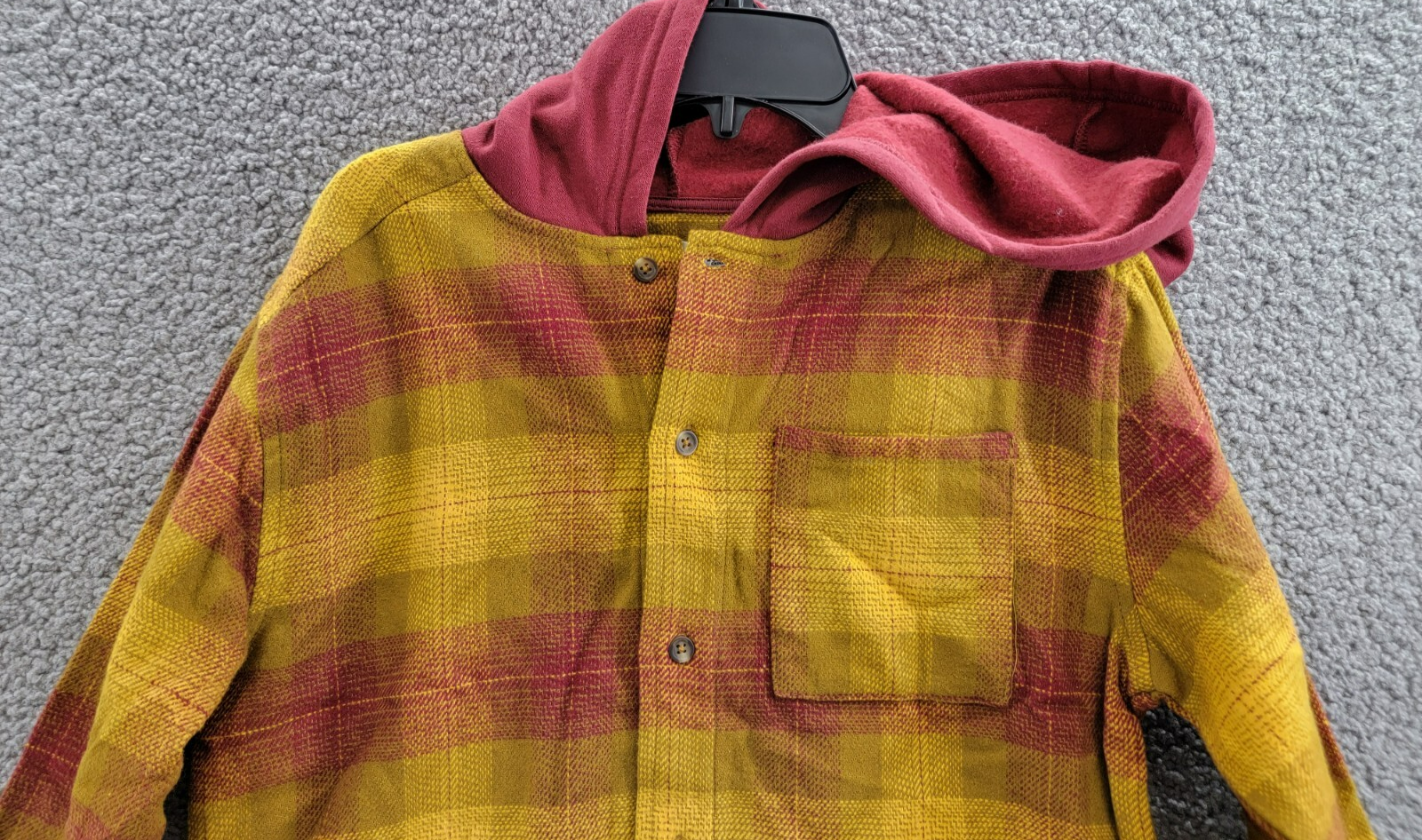 Epic Threads Plaid Hooded Shacket Big Boys M English Mustard Button Closure L/S - Picture 3 of 20