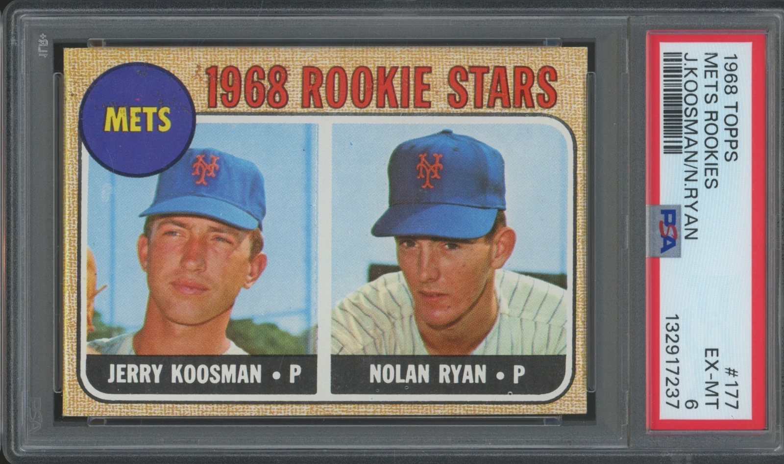 1968 Topps #177 Jerry Koosman Nolan Ryan RC Rookie EX MT PSA 6