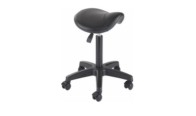 Efalock Rolling Stool Trim Ergonomic Rodeo Seat Shape Faux Leather Black