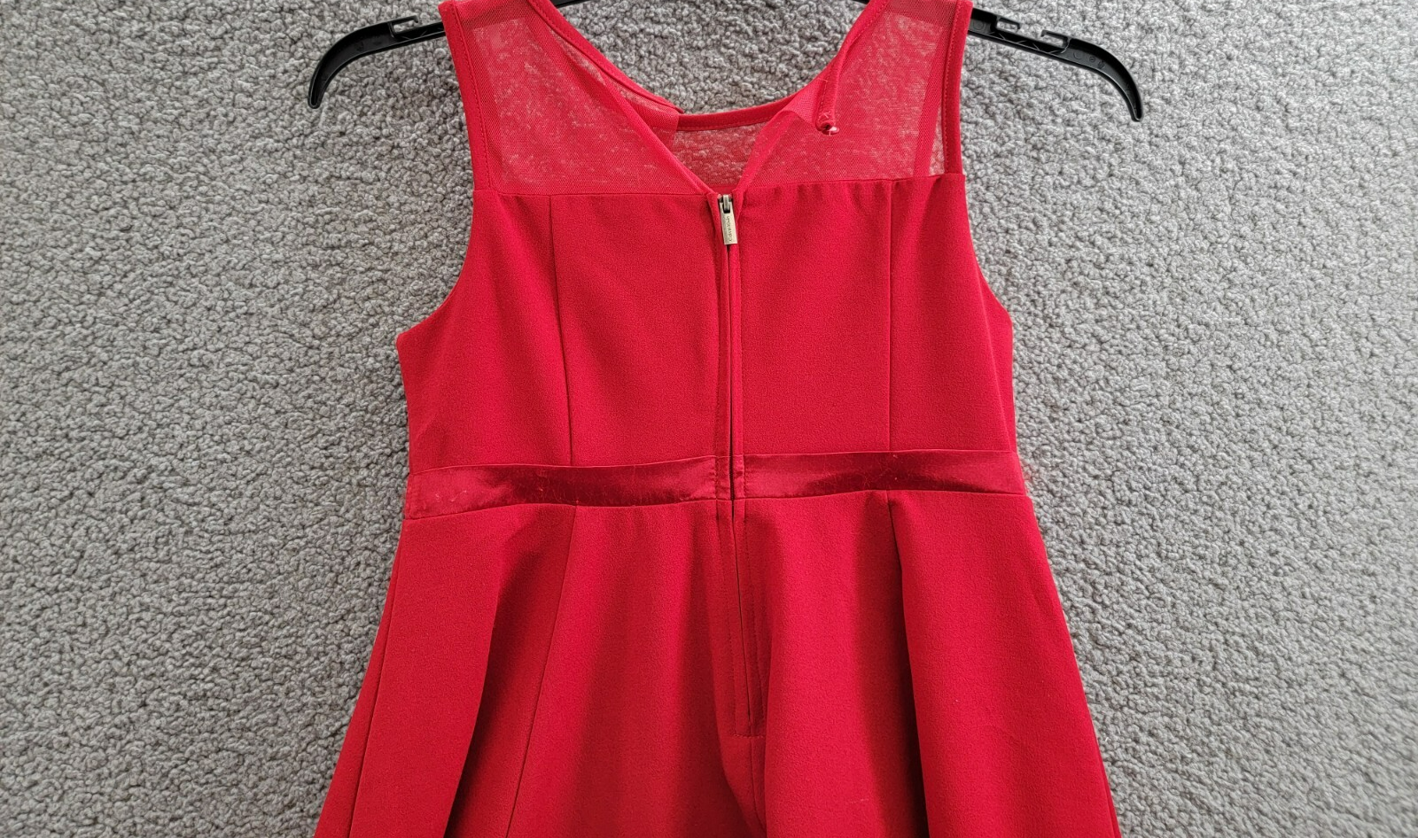 Calvin Klein Sleeveless Illusion Mesh Dress Girl's 10.5 Red Round Neck Back Zip - Picture 10 of 16
