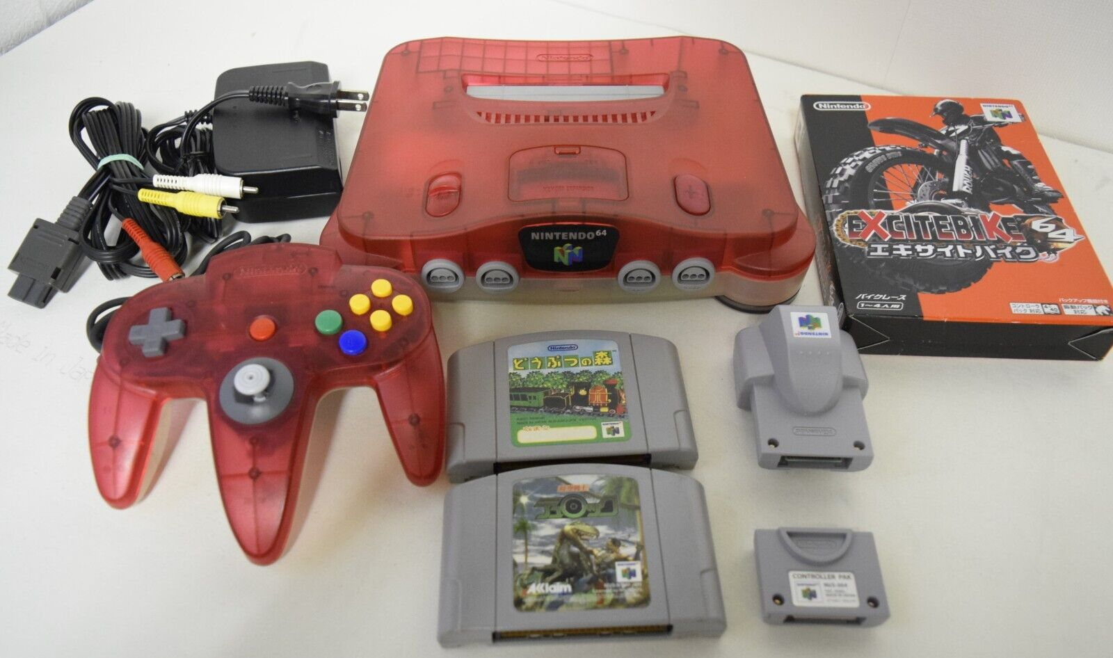 Nintendo64 N64 Console Clear Red Excite Bike Animal Crossing