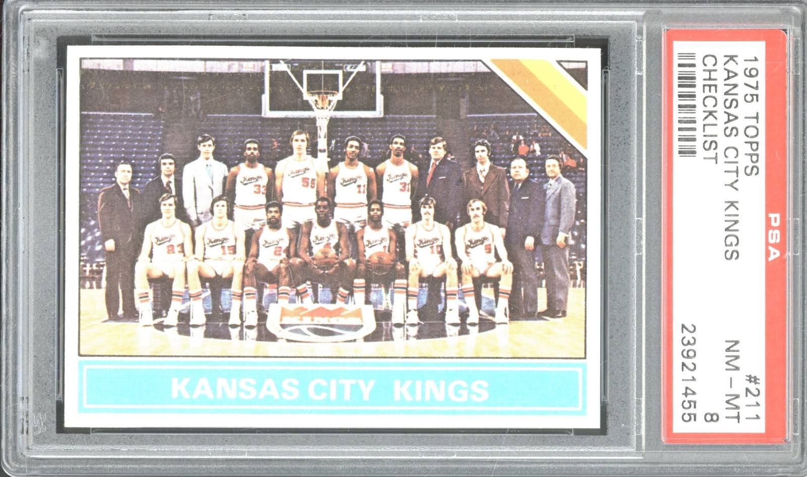 1975 Topps Basketball Checklist #211 Kansas City Kings NM-MT PSA 8