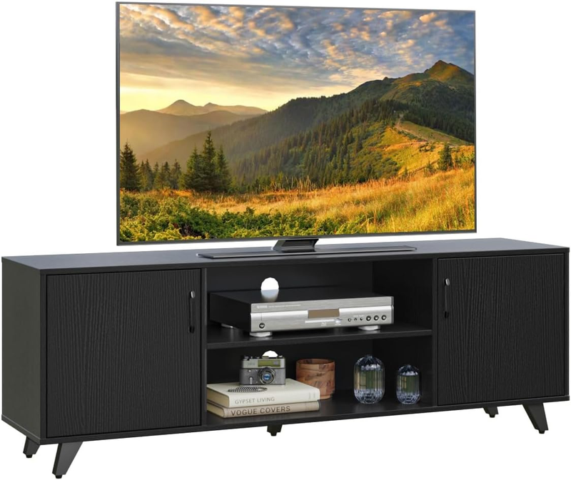 TV Stand, Entertainment Center with 2 Doors and 2 Cubby Storages Cabinet