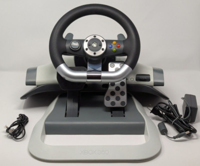 Microsoft XBOX 360 Racing Steering Wheel Force Feedback w/ Pedals + Power Cord