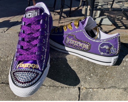 Pre-owned Converse Crystallized Minnesota  Bling-custom-made Any Team Any Sport Sz7-11 In Purple