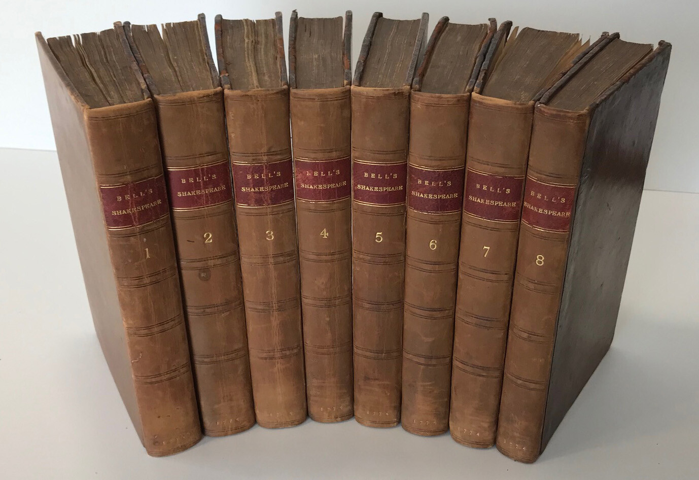 Complete 8-Volume Leather Set of Shakespeare's Works 1774