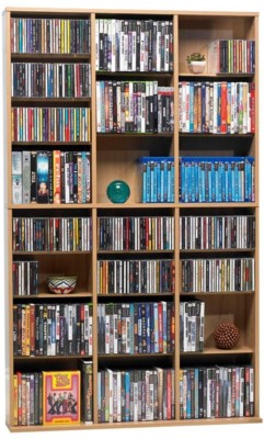 Maple Media Storage DVD CD Organizer Cabinet Shelves Wood Fu