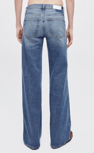 Pre-owned Re/done Jeans Blue West Coast Fade Mid Rise Wide Leg Size 24