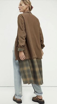 Free People Jax Tailored Blazer Size Xsmall  Brown Plaid