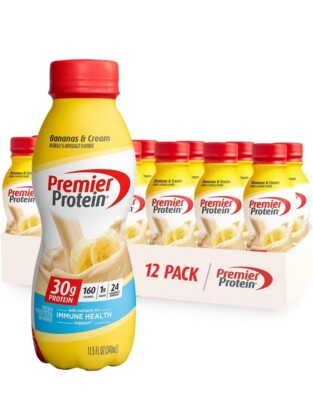 Premier Protein Shake, Bananas & Cream, 30g Protein, 11.5 fl oz, 12 Ct