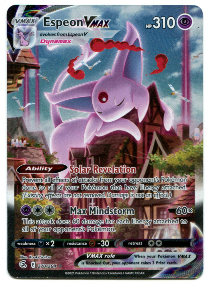 Pokemon Espeon VMAX Alt Art Secret Rare Fusion Strike 270 Pokemon Espeon VMAX Alt Art Secret Rare Fusion Strike 270