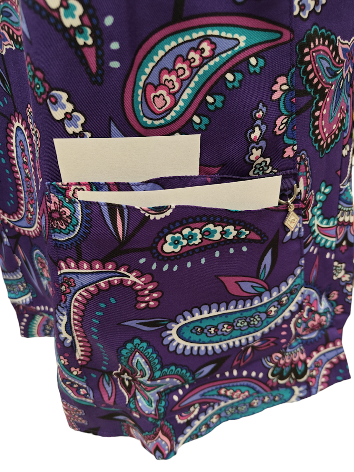 Vera Bradley Halo V6117 MAK  Makani Paisley Blackberry V-Neck Print Scrub Top