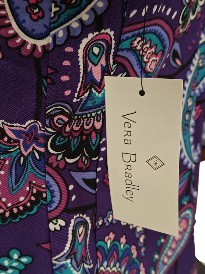 Vera Bradley Halo V6117 MAK  Makani Paisley Blackberry V-Neck Print Scrub Top