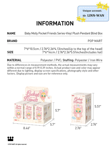 POPMART Baby Molly Pocket Friends Series Vinyl PlushBlindBox