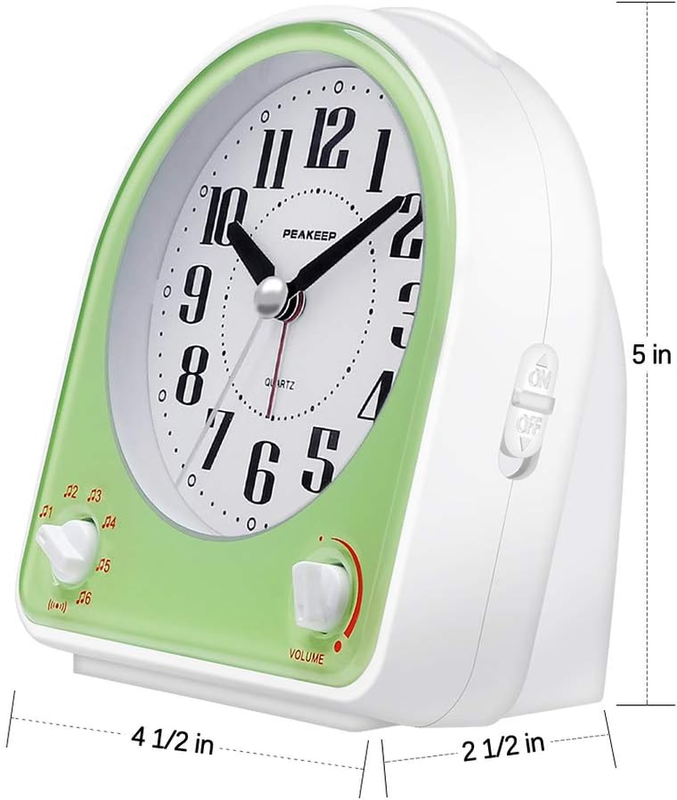 Non-Ticking Silent Alarm Clock Optional 7 Wake-up Sounds with Volume Control