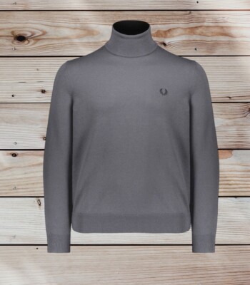 Fred Perry Roll Neck Jumper (K9552)  Gunmetal Grey XXL  RRP £140 Mod Indie Ska