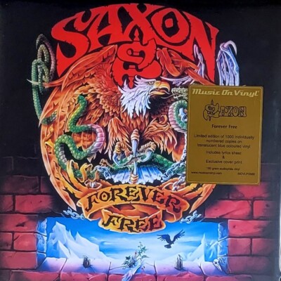 SAXON FOREVER FREE - 180-GRAM BLUE VINYL LP  '' NEW, SEALED ''