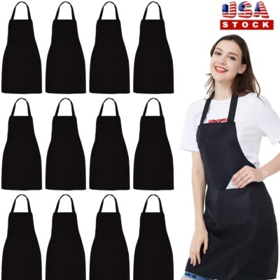 2PCS Cooking Kitchen Bib Apron with 2 Pockets Cooking Kitchen BBQ Aprons