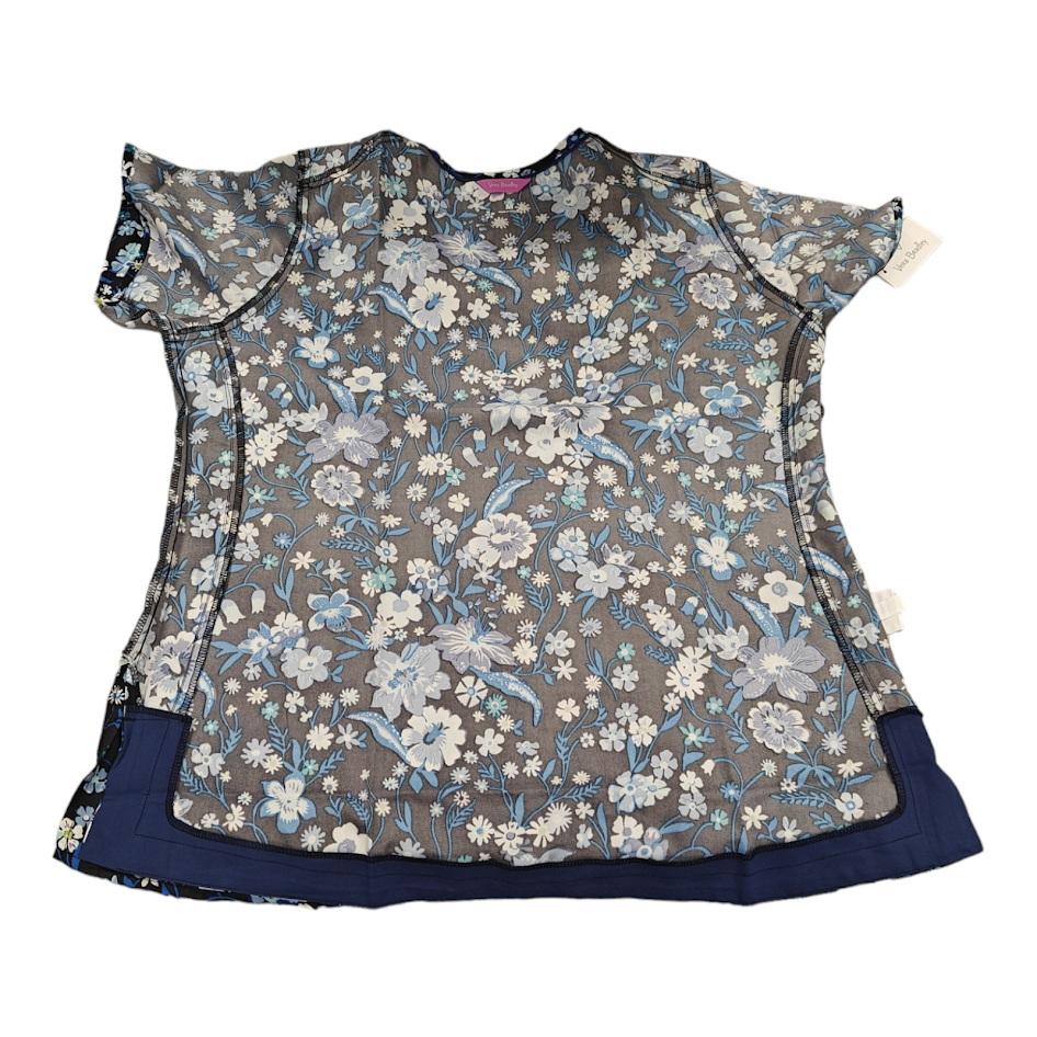 Vera Bradley Halo V6117 MGB Moonlight Garden Black V-Neck Print Scrub Top