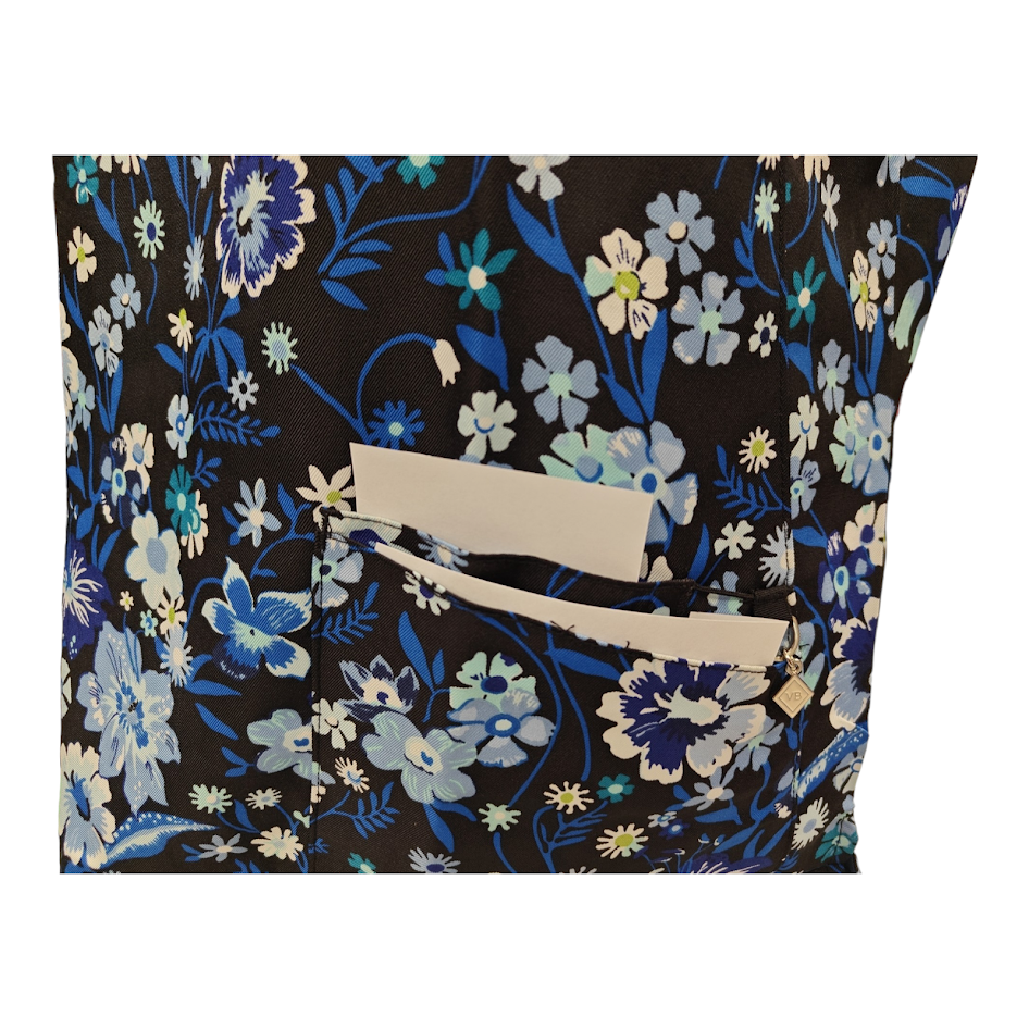 Vera Bradley Halo V6117 MGB Moonlight Garden Black V-Neck Print Scrub Top