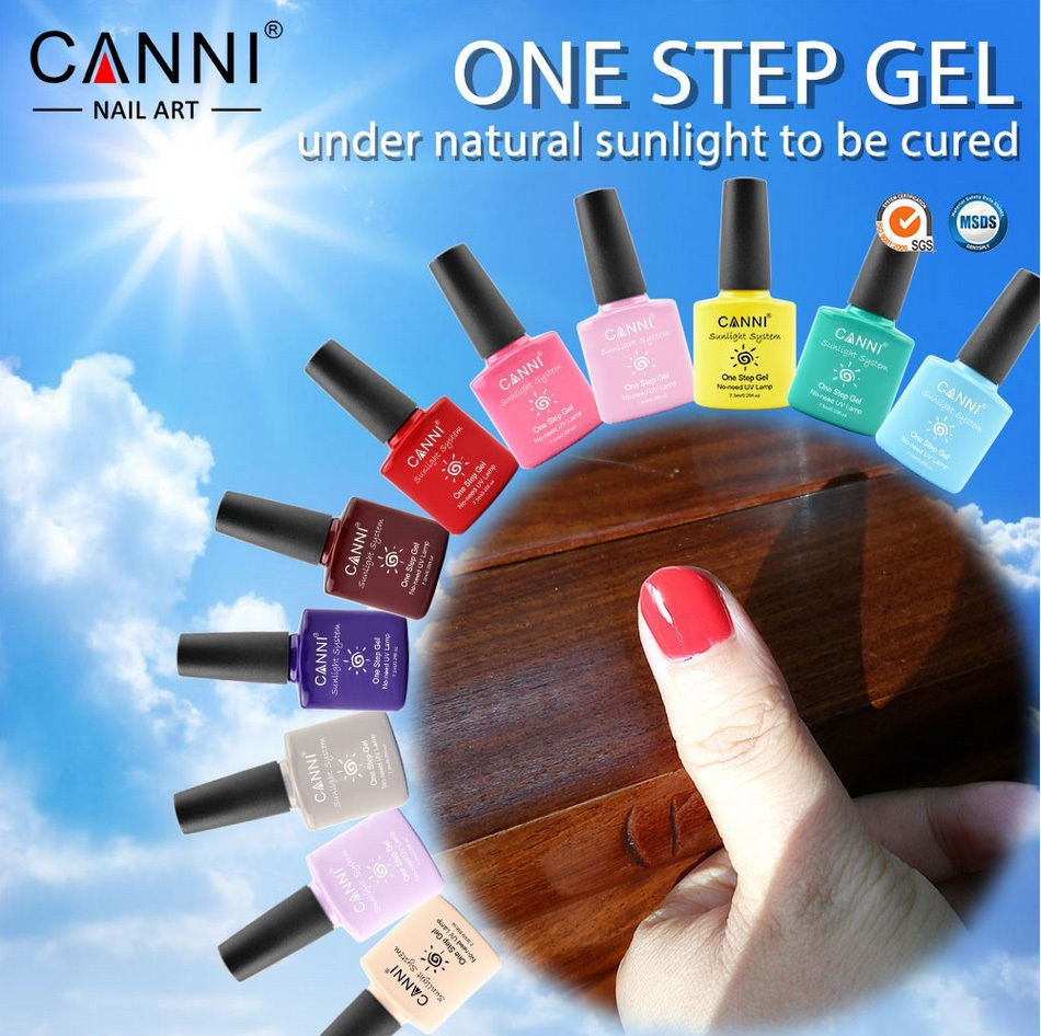 CANNI Sunlight One Step Gel Polish Lacquer NO NEED BASE TOP COAT Nail Art
