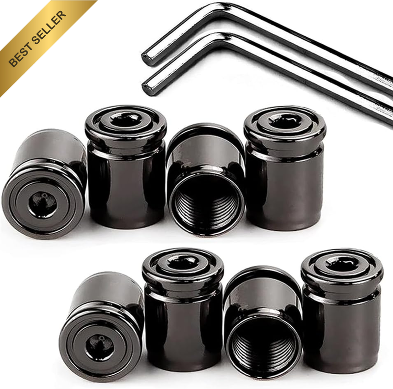 8 Pcs anti Theft Aluminum Valve Caps,Anti-Theft Auto Tire Air Cap with Rubber Se