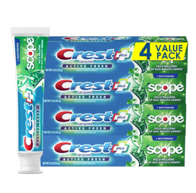 Crest Complete Active Fresh + Whitening Toothpaste 5.5oz Pack of 4