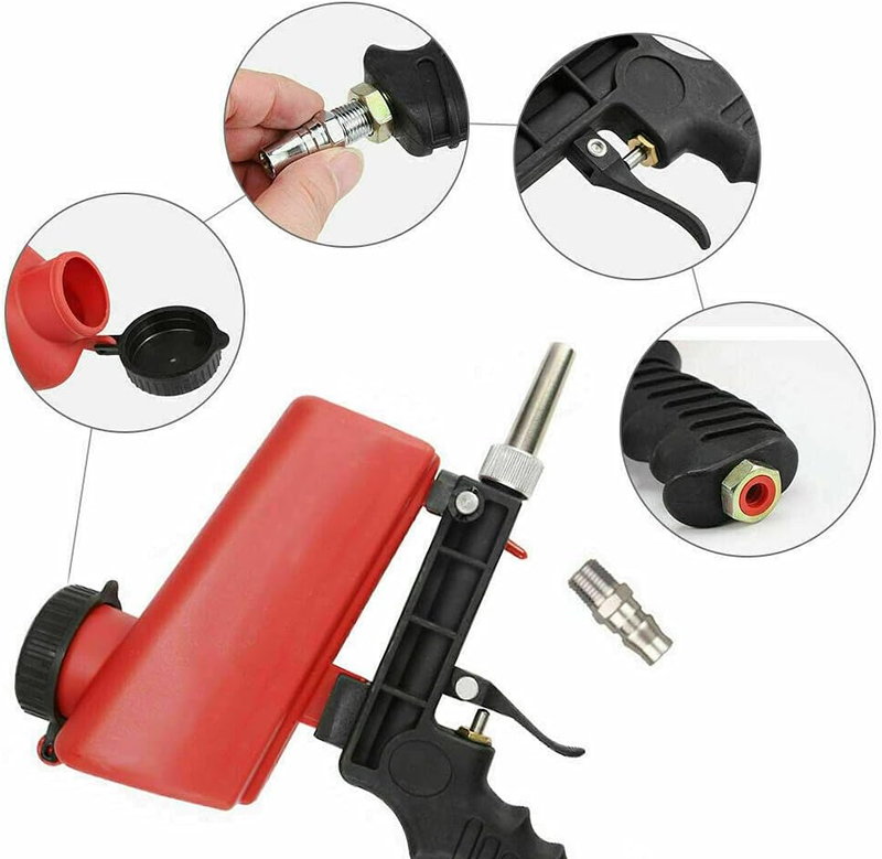 1/4” Air Sandblasting Gun Portable Handheld Sandblaster 90psi Sandblasting Gun P