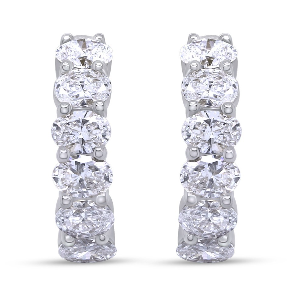 1.20 Ct Oval Lab Grown Diamond Huggie Hoop Earrings 14K White Gold