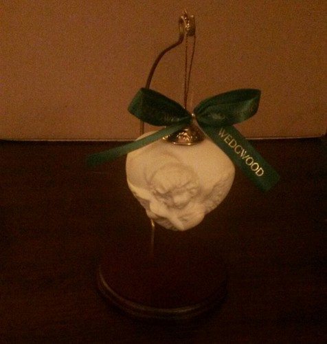 Wedgwood Puffed Heart With Cherub Ornament Christmas Holiday with Box And Stand