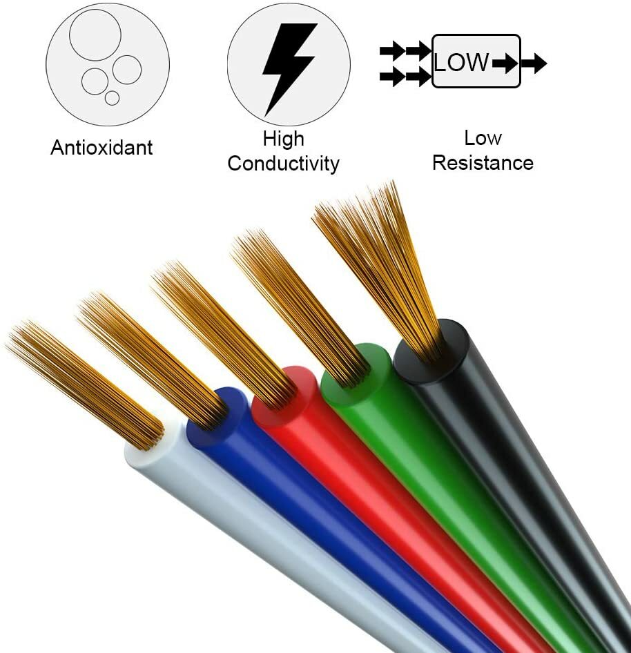 RGBW Electrical Extension Cable 5Pin 22AWG LED Strip Light Ribbon Wire for 5050