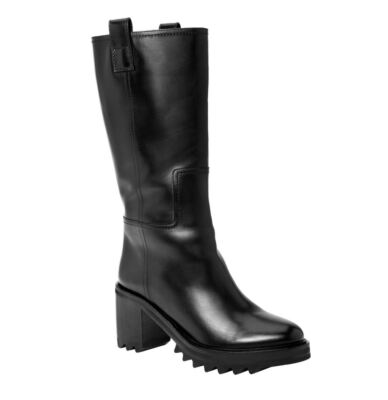 Pre-owned Tamara Mellon Black Mid-calf Easy Rider All-weather Boots 80mm Heels $795